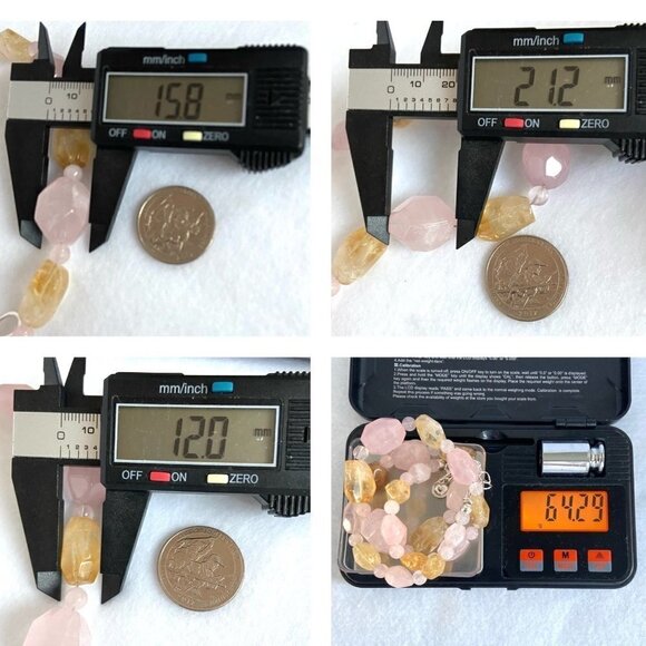 Jay King DTR Sterling Silver 925 Rose Quartz & Citrine Beaded Necklace 18"-21" - Picture 10 of 16